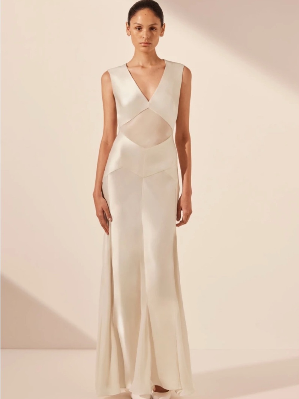 SHONA JOY MORAYA GODET MAXI DRESS PEARL WHITE SIZE 8